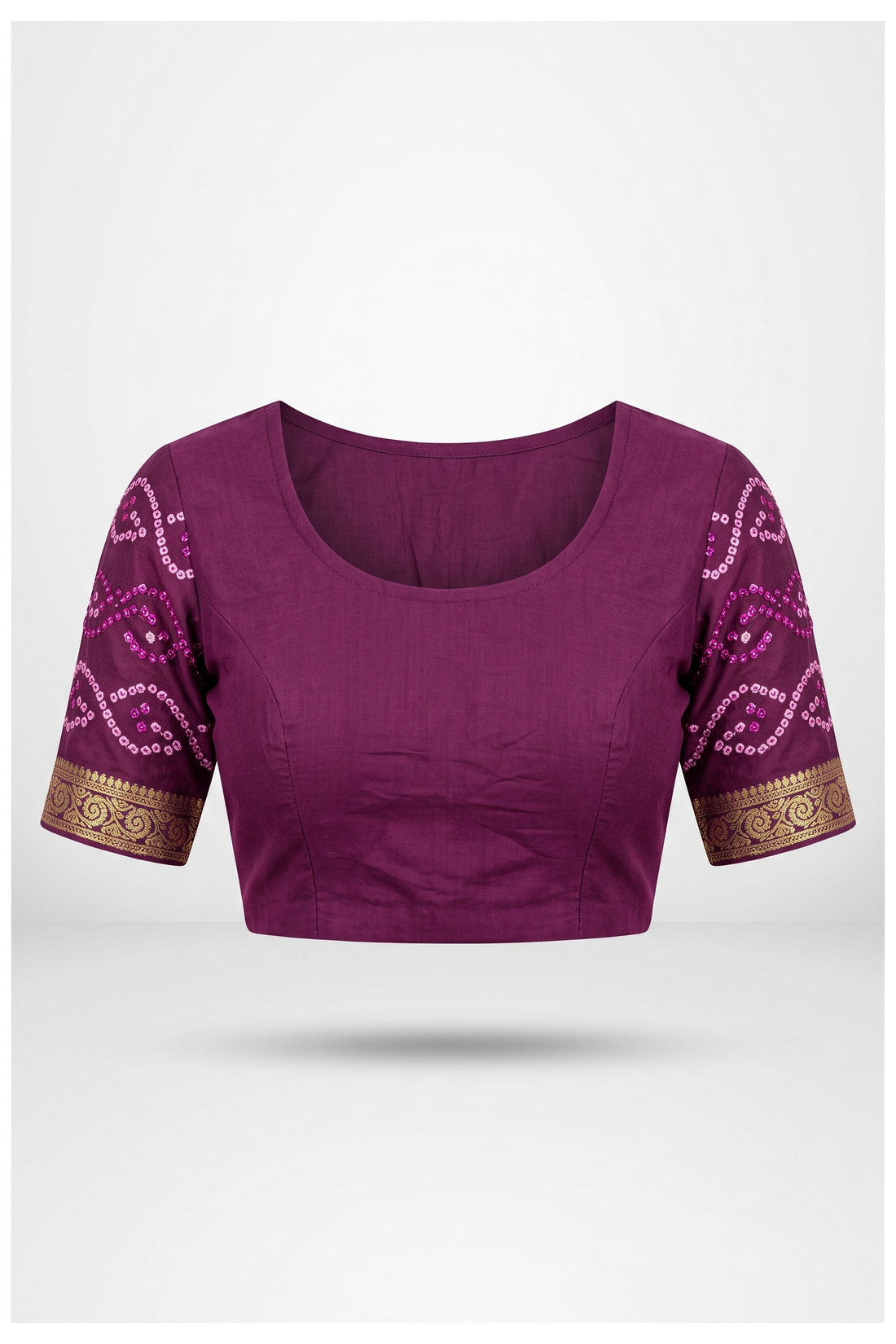 Wine Bandhni Art Silk Gajji Silk Wedding Saree