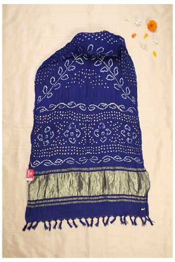 Royal Blue Bandhni Art Silk Wedding Saree
