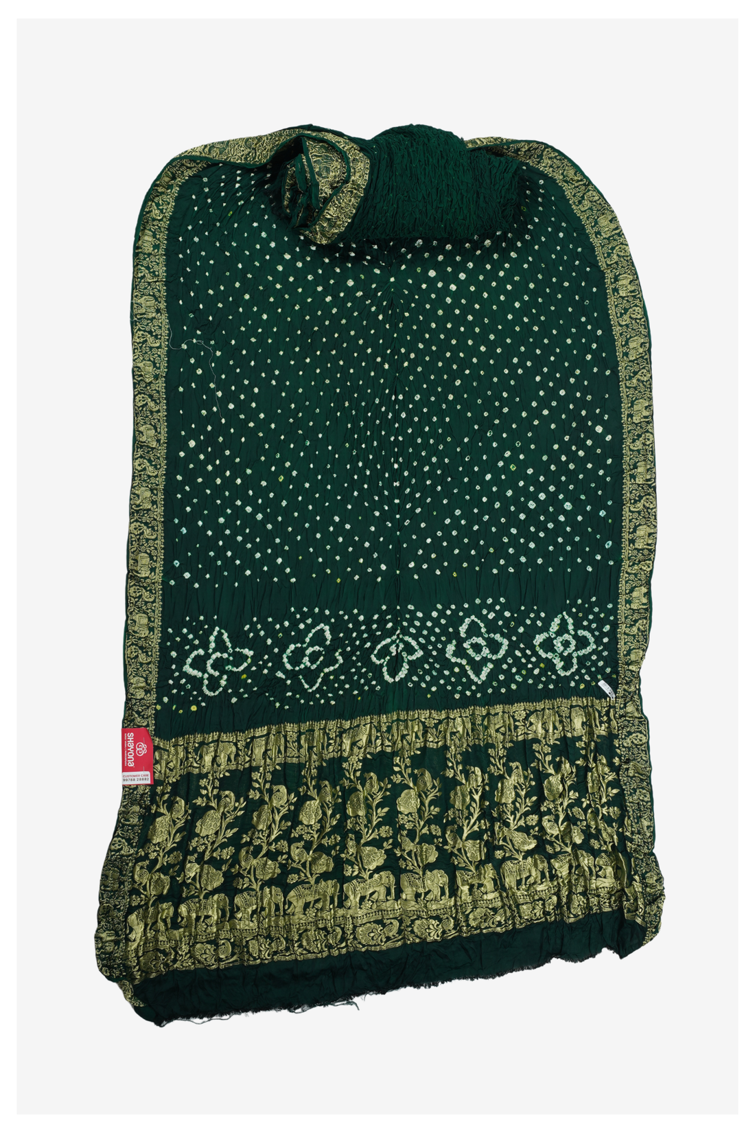 Bottle Green Bandhni Gajji Silk Wedding Saree