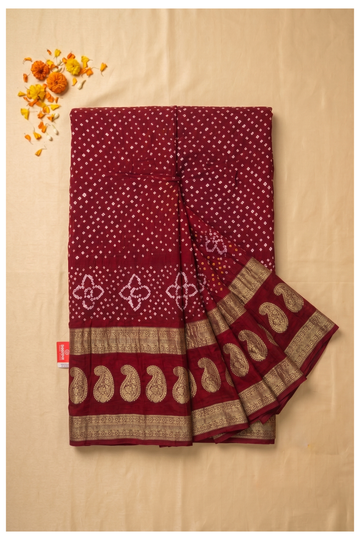 Maroon Bandhni Gajji Silk Wedding Wear