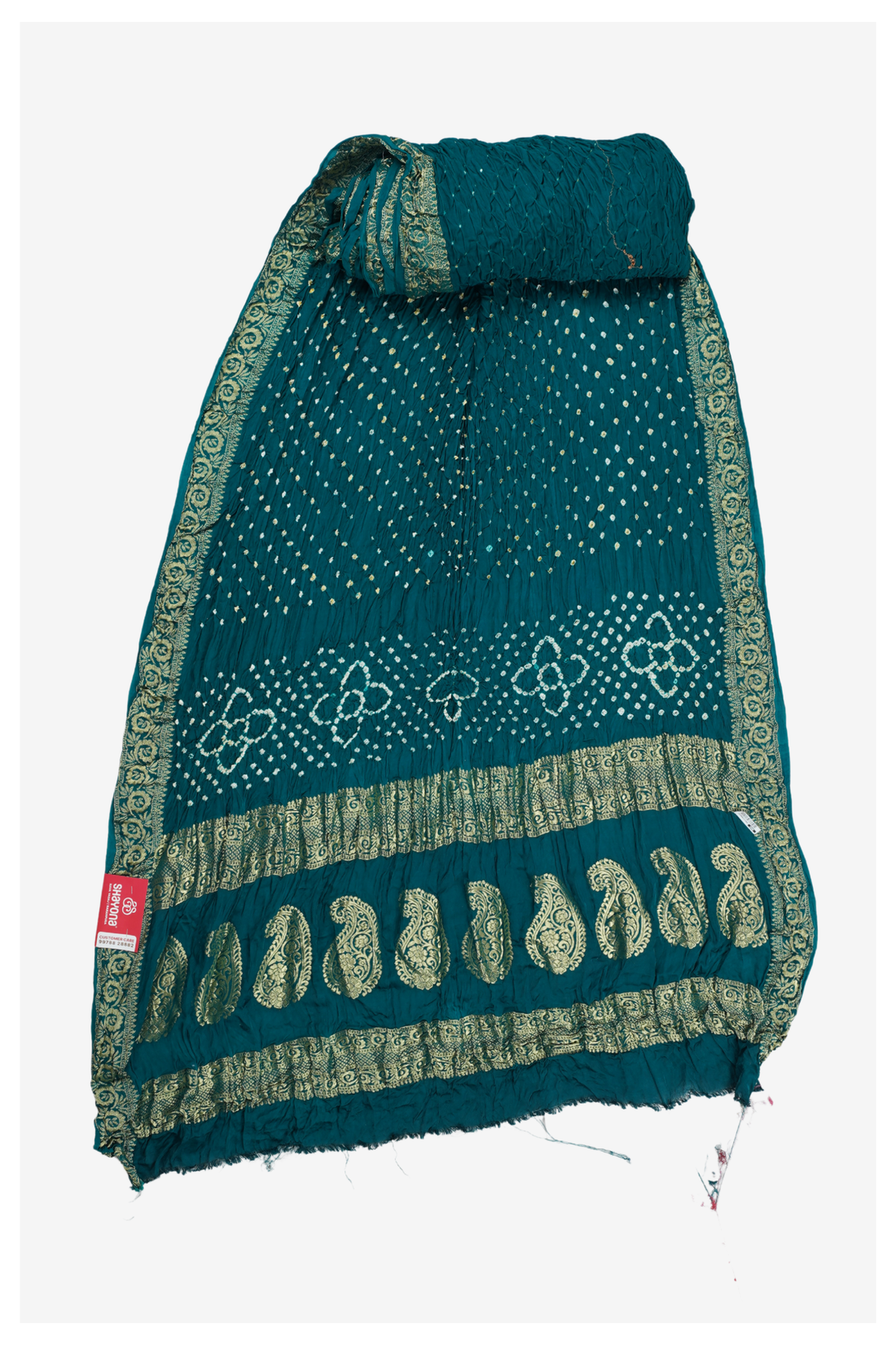 Teal Bandhni Gajji Silk Wedding & Party Wear Saree