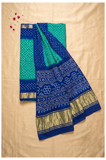 Royal Blue Bandhni Art Gajji Silk Wedding Saree