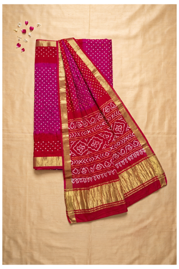 Crimson Red Bandhni Gajji Silk Wedding Saree