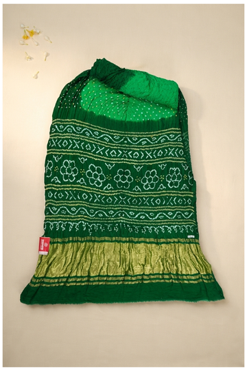 Emerald Green Bandhni Gajji Silk Wedding Saree