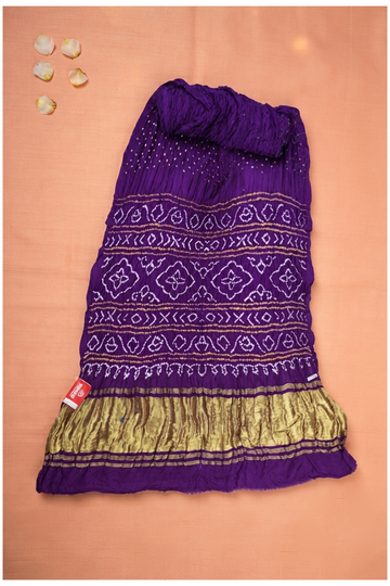 Deep Violet Bandhni Gajji Silk Wedding Saree