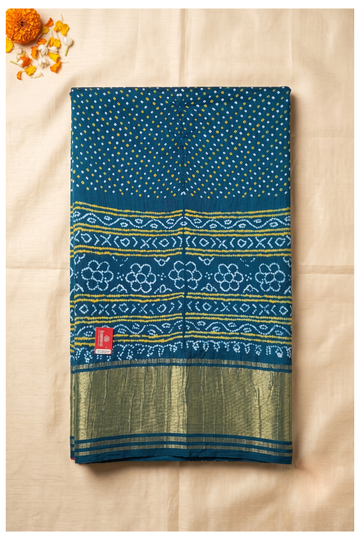Teal Bandhni Gajji Silk Wedding Saree