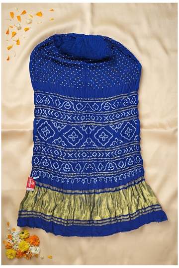 Royal Blue Bandhni Gajji Silk Party Wear Saree