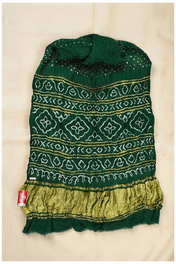 Bottle Green Bandhni Gajji Silk Wedding Saree