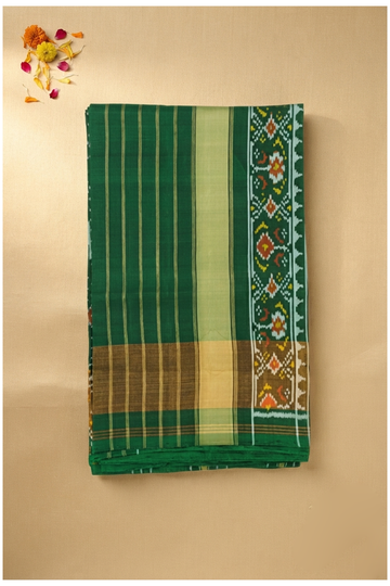 Bottle Green Patola Pure Silk Wedding & Party Wear Saree