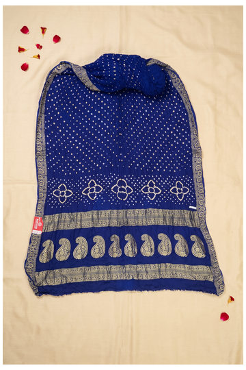 Royal Blue Bandhni Gajji Silk Wedding Saree