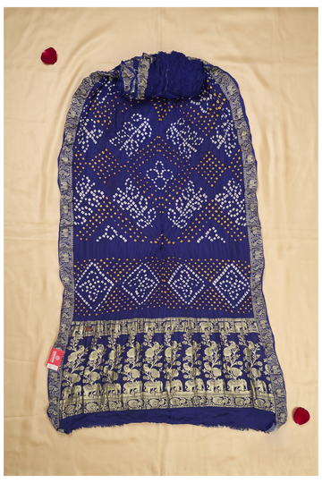 Royal Blue Bandhni Gajji Silk Wedding Saree
