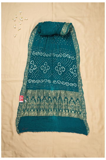 Teal Bandhni Gajji Silk Wedding Saree
