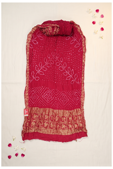Rani Pink Bandhni Gajji Silk Wedding Saree