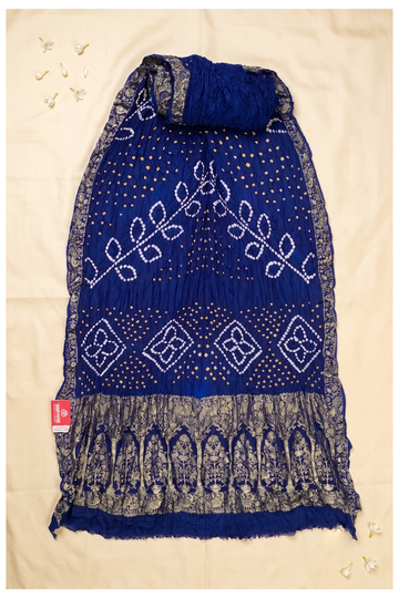 Royal Blue Bandhni Gajji Silk Wedding Saree