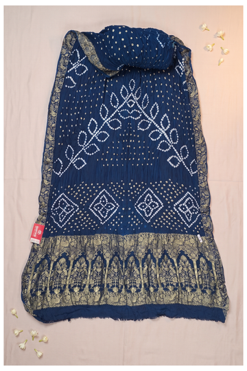 Royal Blue Bandhni Gajji Silk Wedding Saree