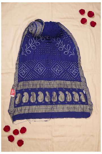Royal Blue Bandhni Gajji Silk Wedding Saree