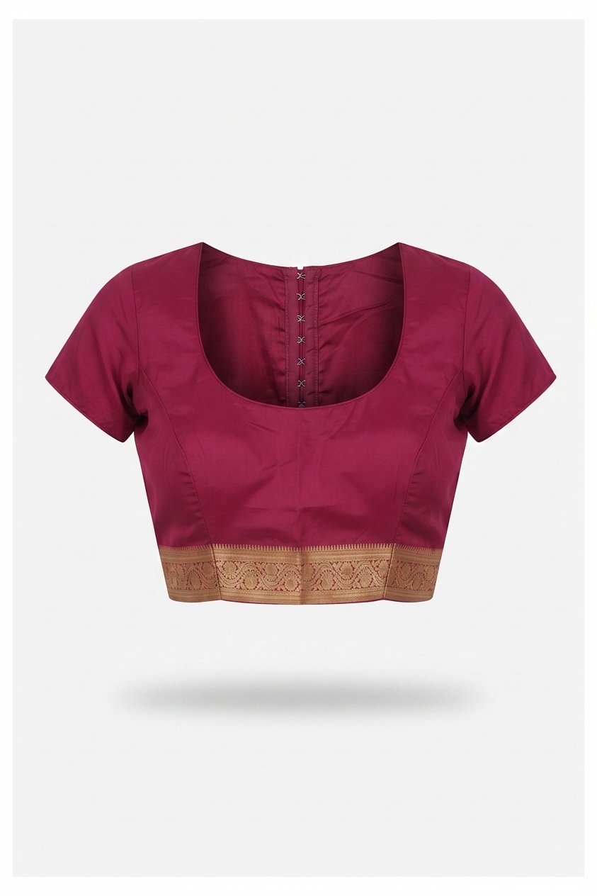 Elegant Wine Magenta Banarasi Silk Saree With Golden Zari Weaving And Tassels