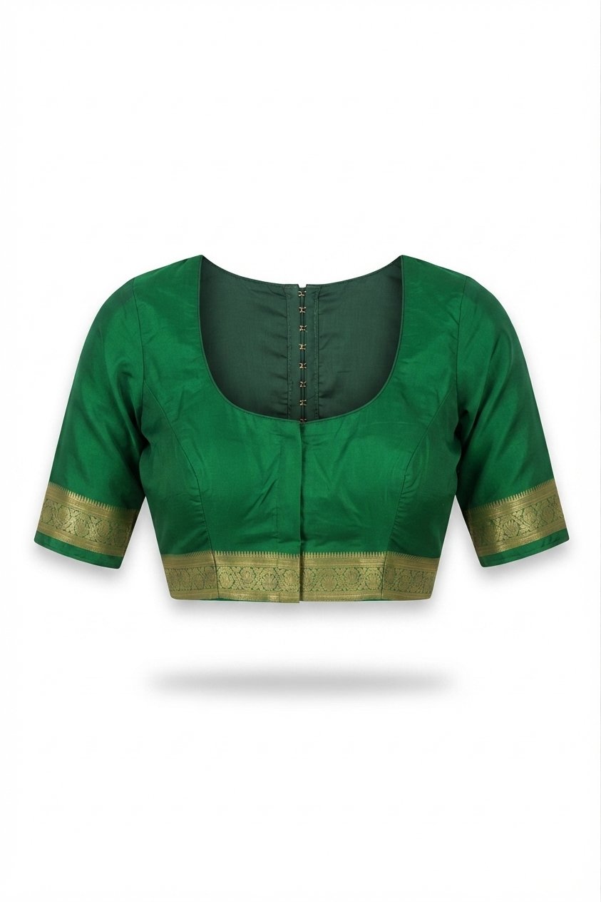 Elegant Emerald Green Art Silk Saree With Golden Zari Weaving And Tassels
