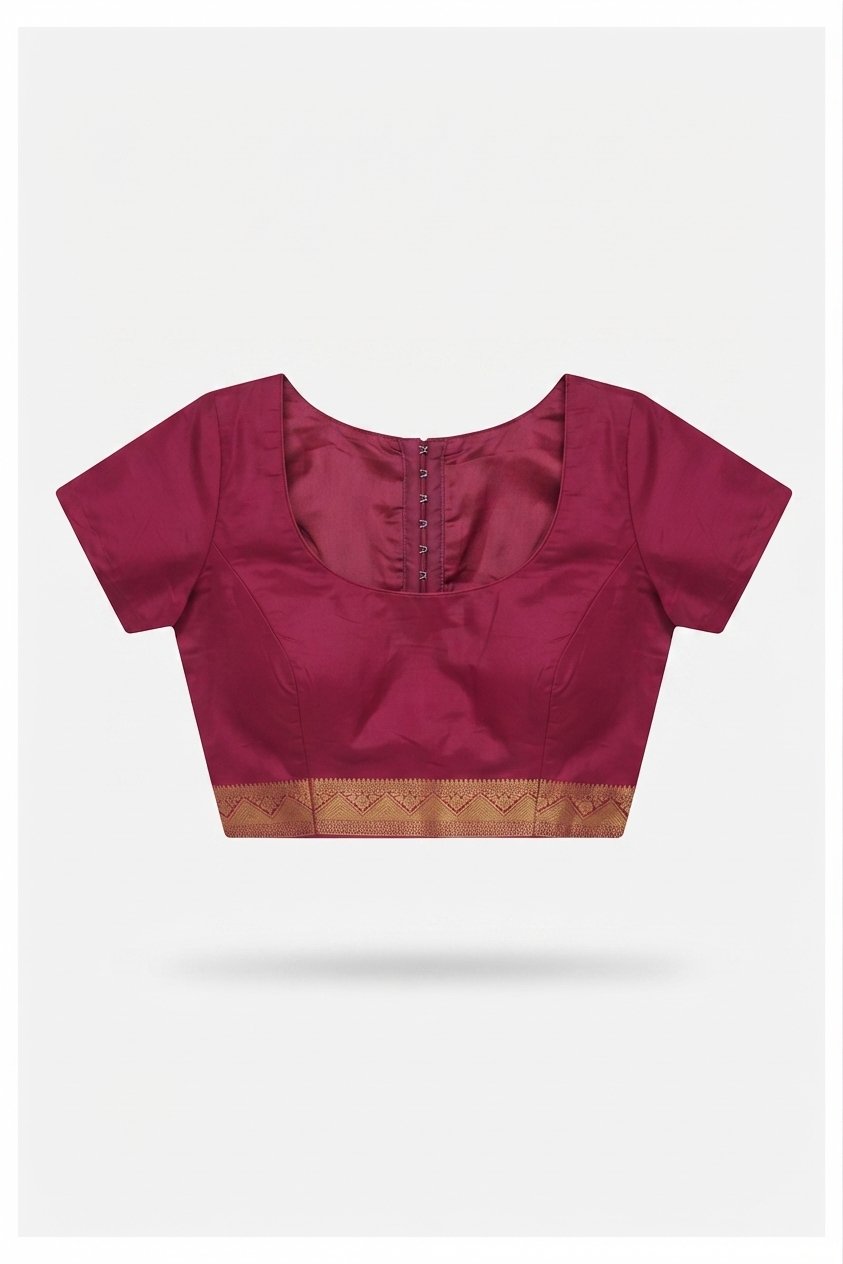 Elegant Magenta Wine Art Silk Saree With Golden Zari Floral Buti And Woven Border