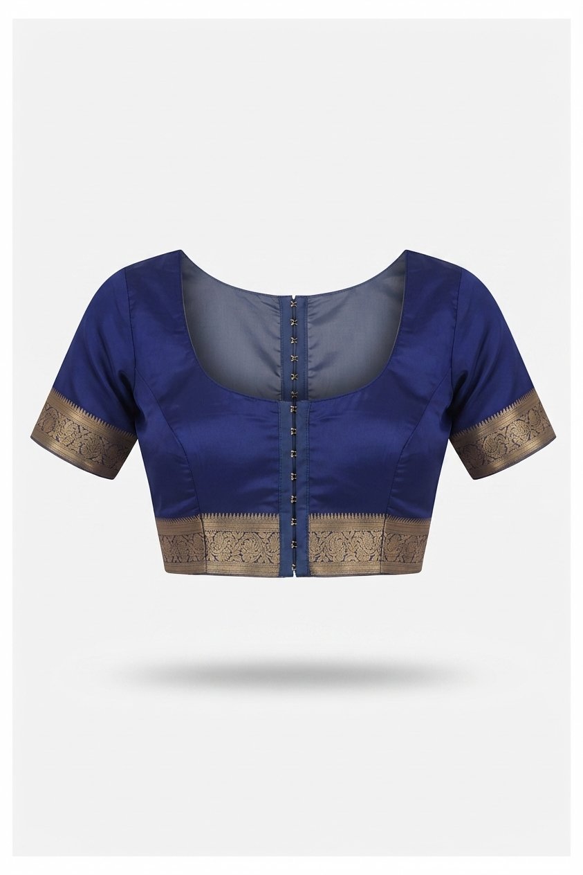 Elegant Royal Blue Silk Saree With Rich Gold Zari Weaving And Tassel Accent
