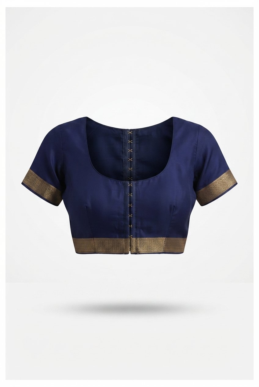Elegant Navy Blue Art Silk Saree With Gold Zari Motifs And Tassels
