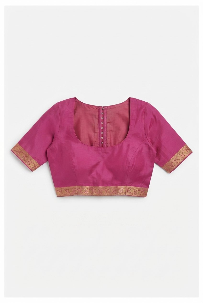 Elegant Magenta Pink Banarasi Art Silk Saree With Gold Zari Tree Butas