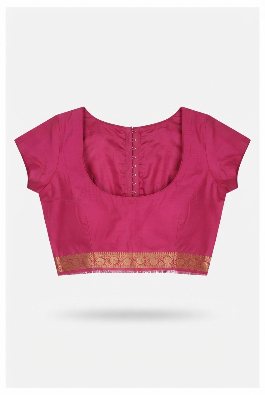 Elegant Rani Pink Silk Saree With Gold Zari Tree Motifs And Tasseled Pallu