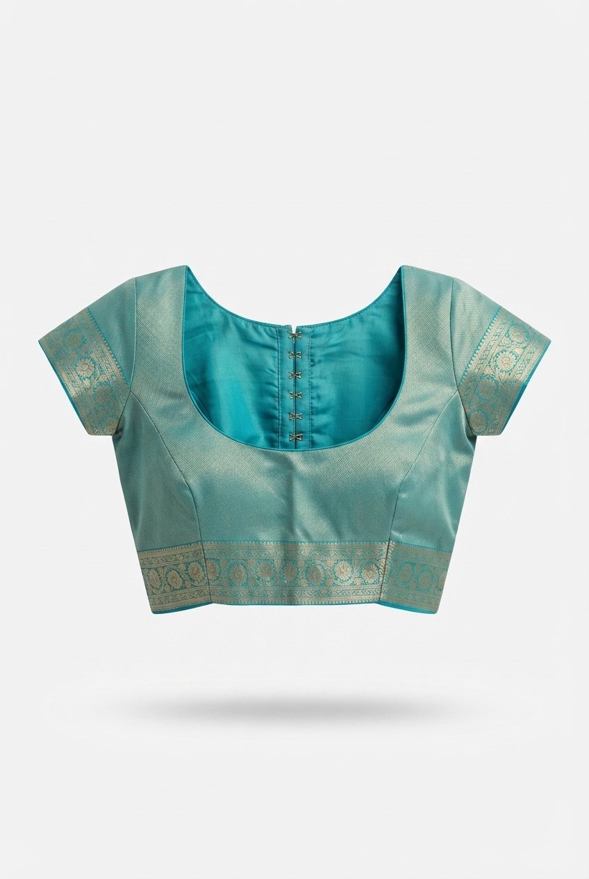 Elegant Teal Blue Banarasi Silk Saree With Intricate Zari Weaving And Tassel Detail