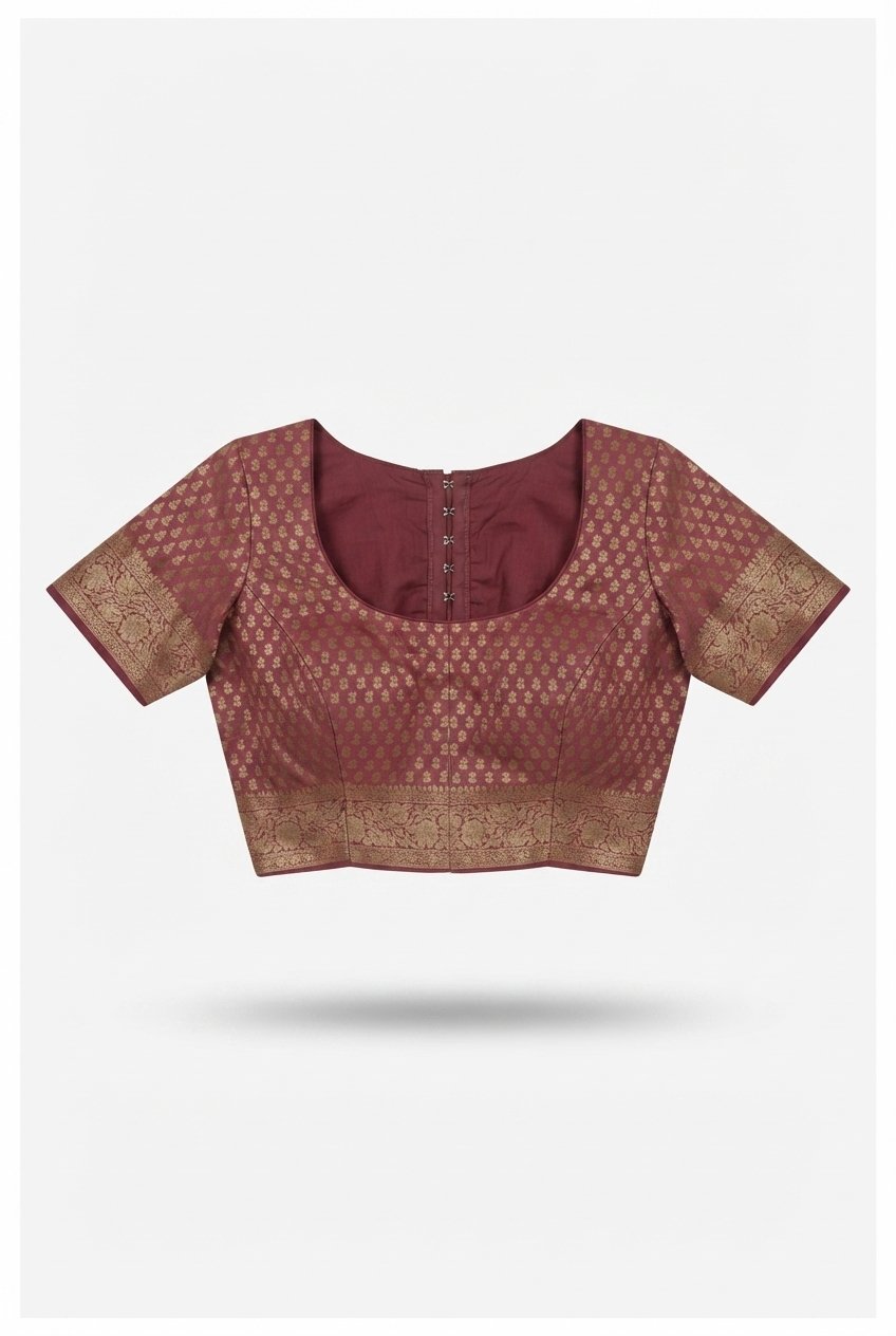 Elegant Maroon Banarasi Silk Saree With Intricate Golden Zari Border