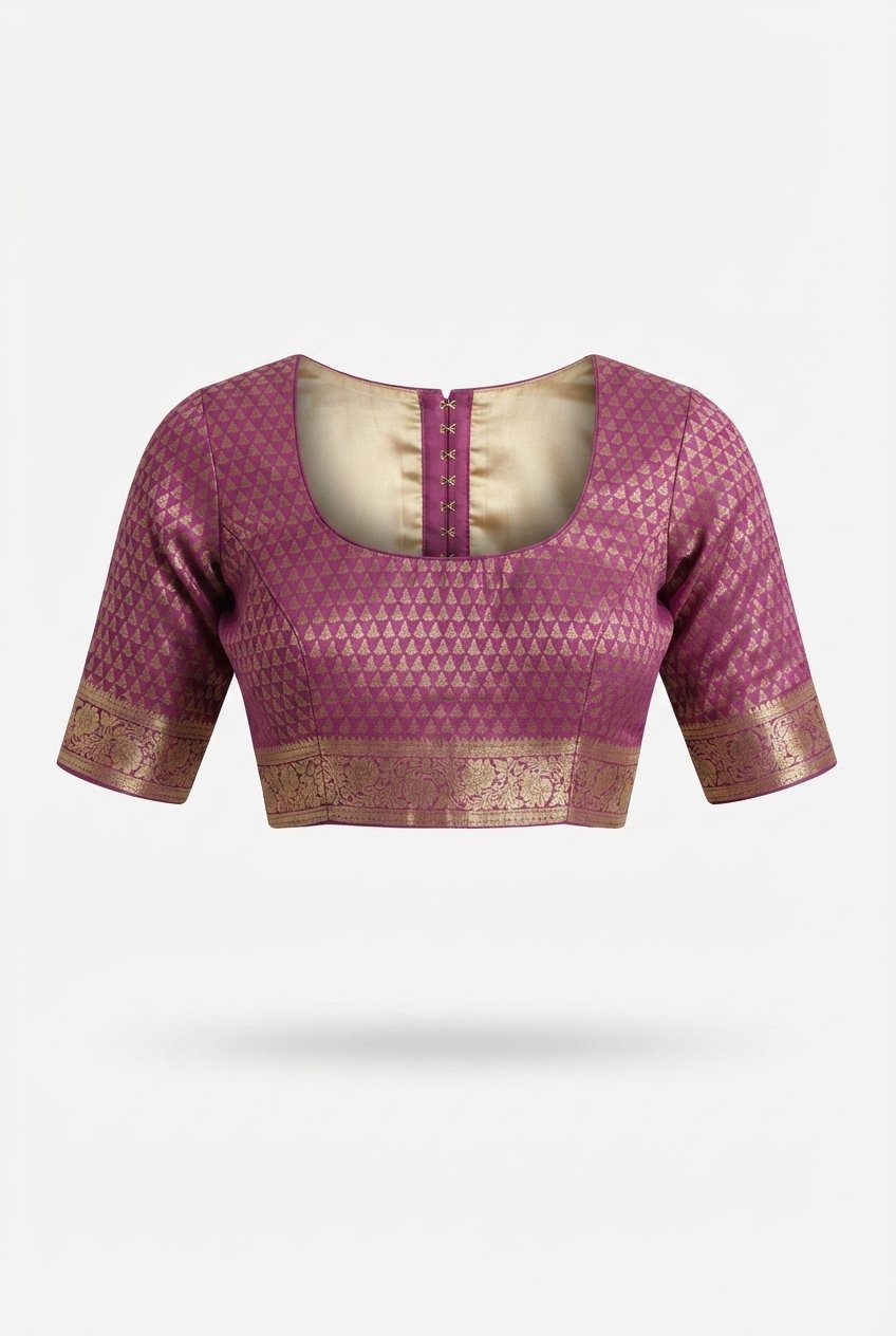Elegant Purple Silk Saree With Golden Zari Border And Pallu
