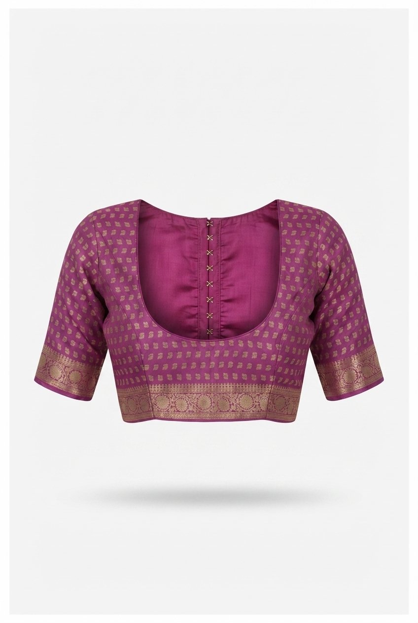 Elegant Purple Banarasi Silk Saree With Intricate Gold Zari Border And Pallu