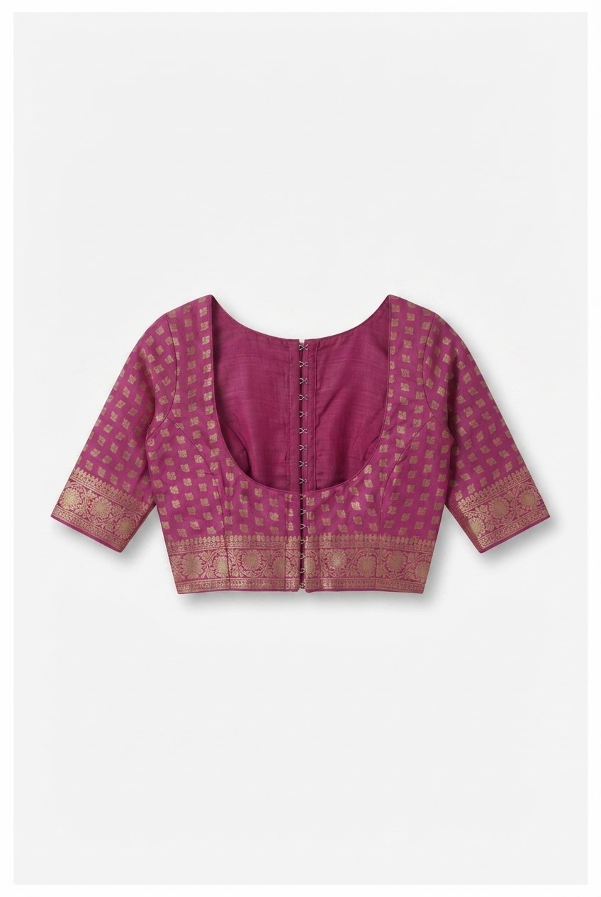 Elegant Magenta Banarasi Silk Saree With Intricate Gold Zari Border And Pallu