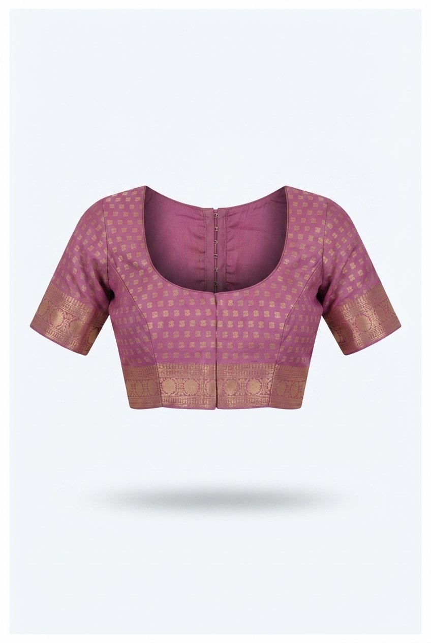 Elegant Mauve Cotton Silk Saree With Traditional Golden Zari Border And Tassels