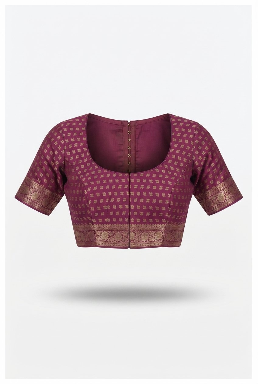Elegant Deep Magenta Cotton Silk Saree With Royal Gold Zari Border