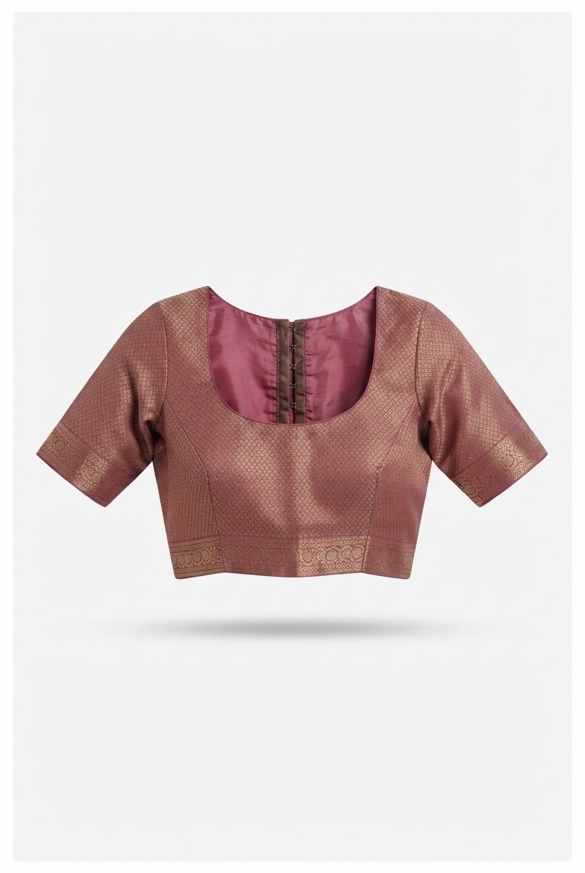 Elegant Mauve Pink Silk Blend Saree With Rich Golden Zari Pallu