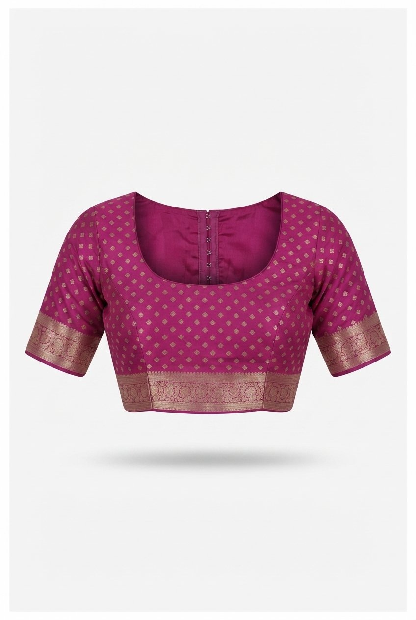 Elegant Magenta Banarasi Silk Saree With Ornate Gold Zari Border And Pallu
