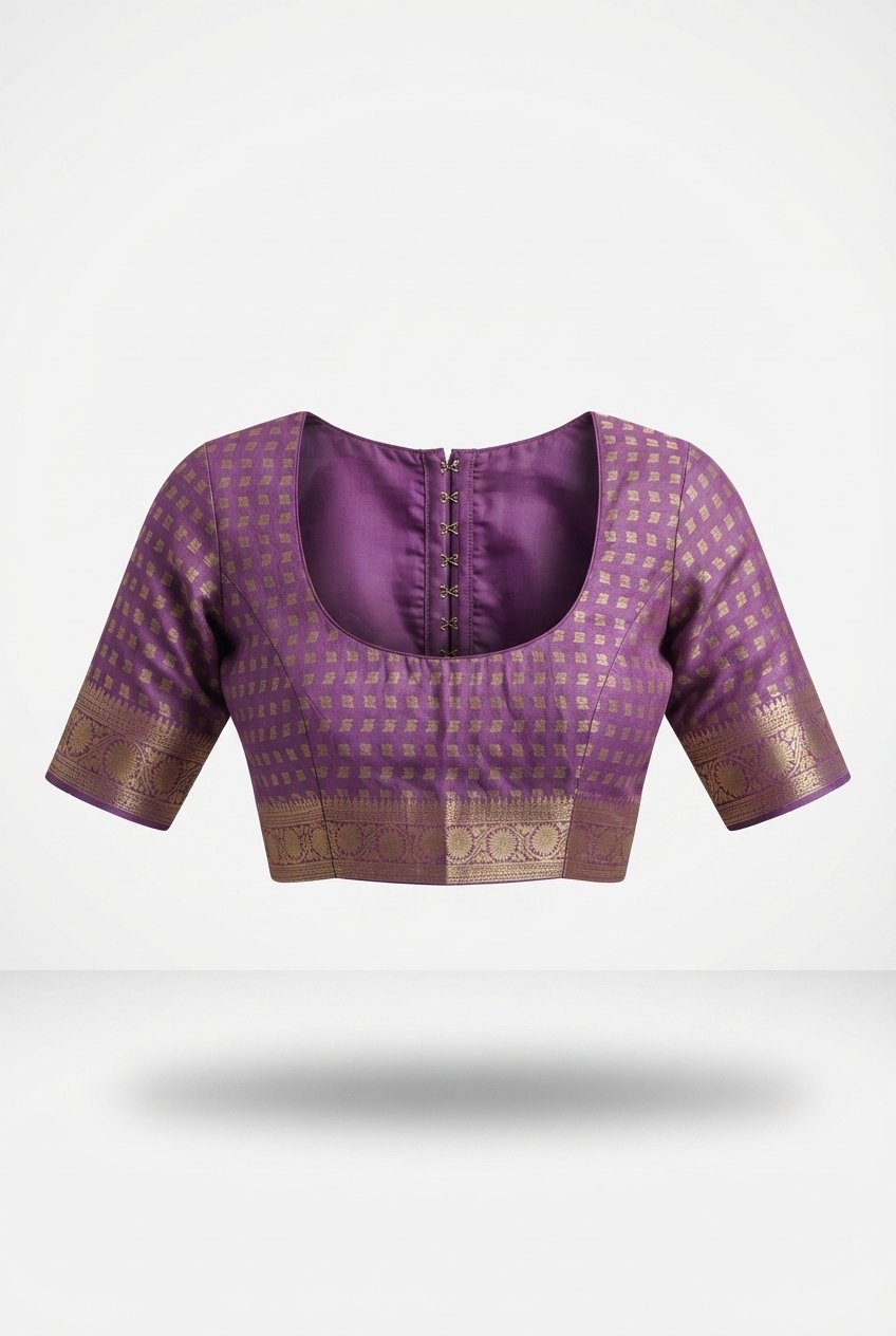 Elegant Purple Cotton Silk Saree With Rich Golden Zari Border And Pallu