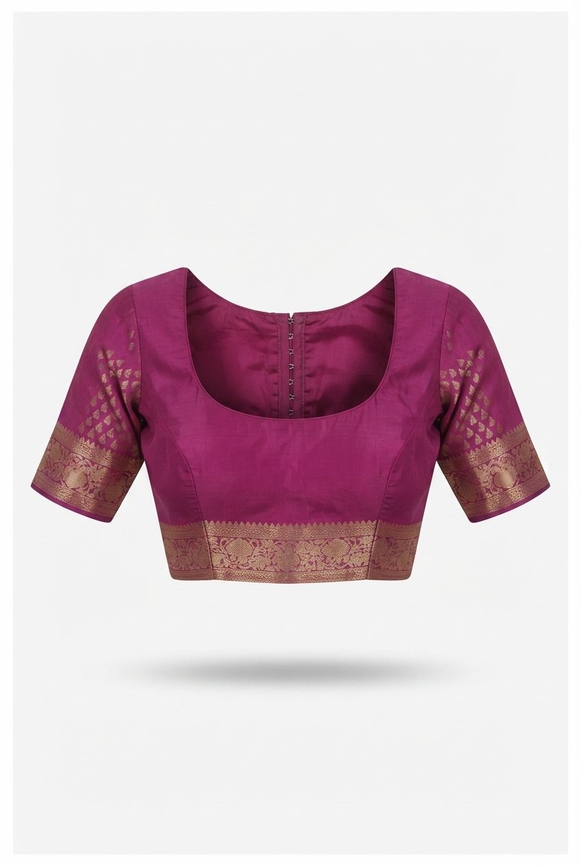 Elegant Magenta Silk Saree With Intricate Gold Zari Border And Pallu