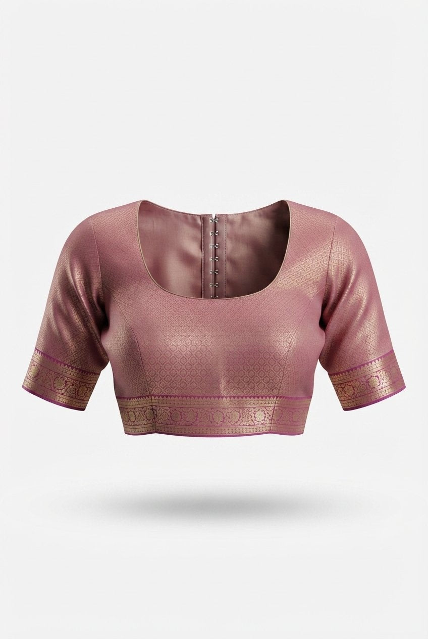Elegant Mauve Pink Silk Saree With Golden Zari Circular Motifs