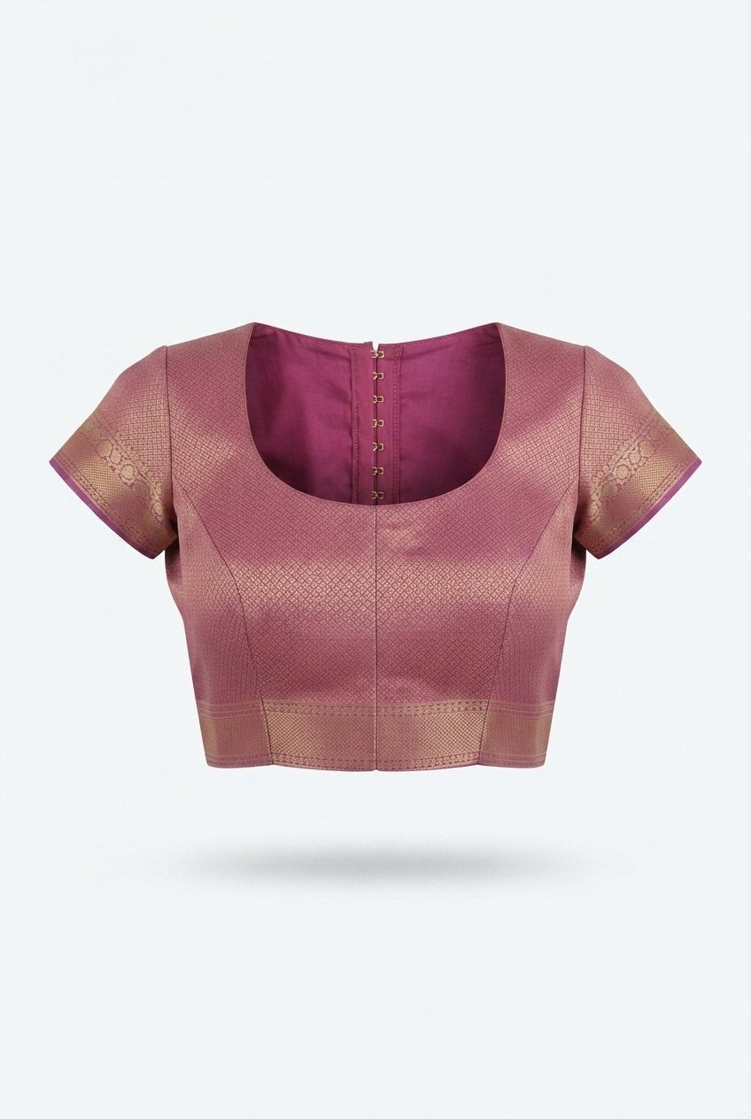 Elegant Mauve Cotton Silk Saree With Traditional Gold Zari Border