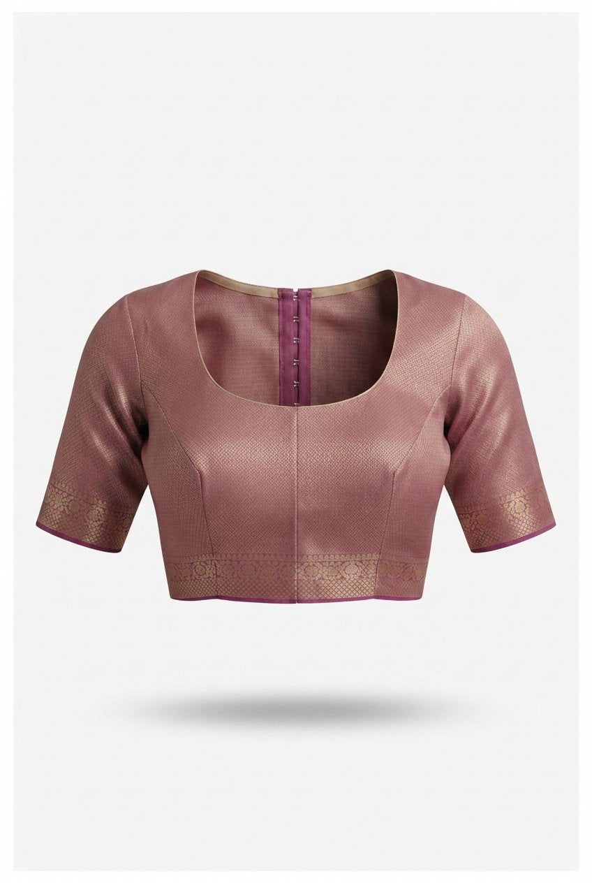 Elegant Mauve Handloom Cotton Silk Saree With Rich Gold Zari Border