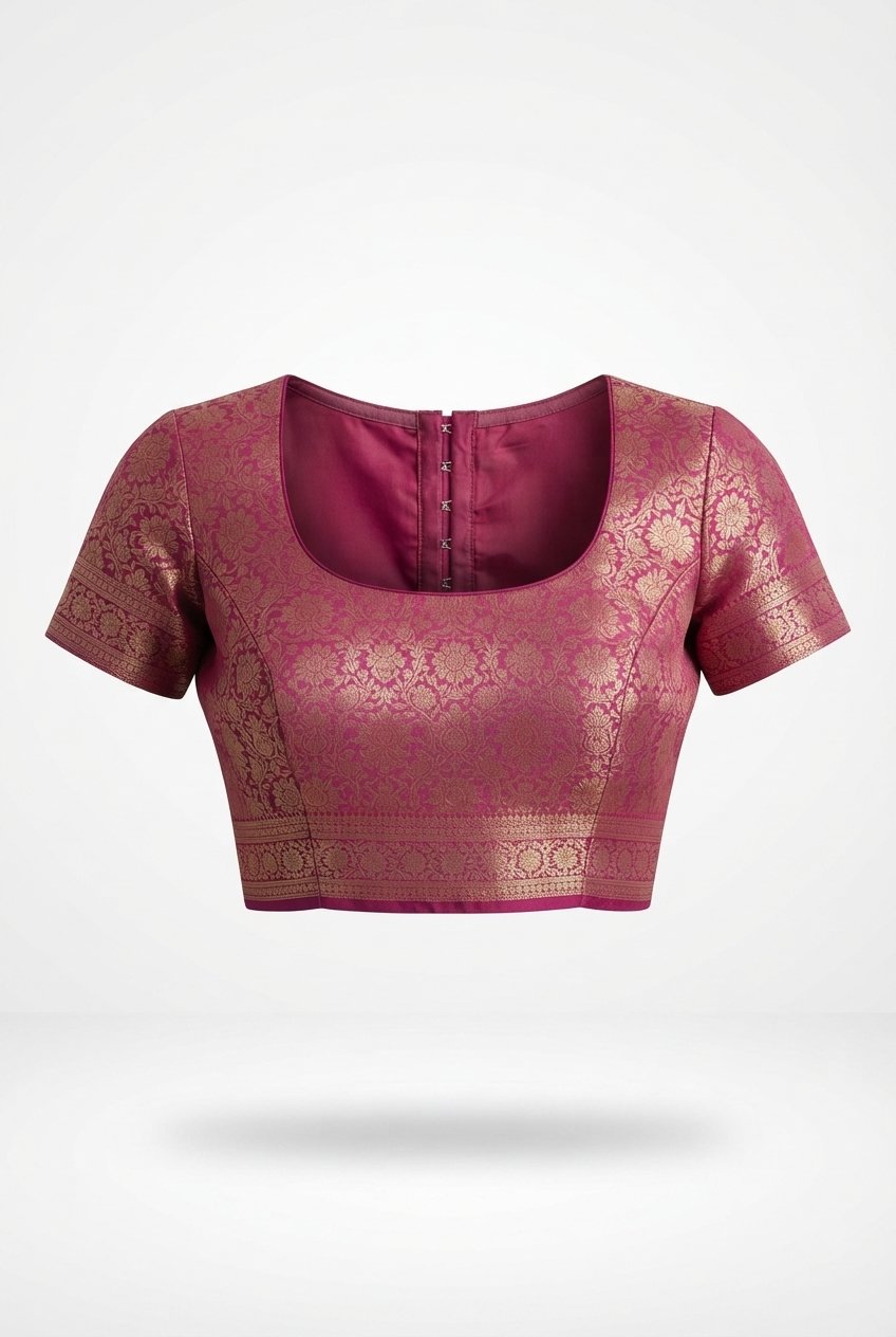 Elegant Rani Pink Banarasi Silk Saree With Ornate Gold Zari Weaving