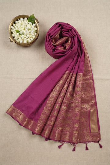 Elegant Deep Magenta Banarasi Art Silk Saree With Woven Gold Zari Bootas