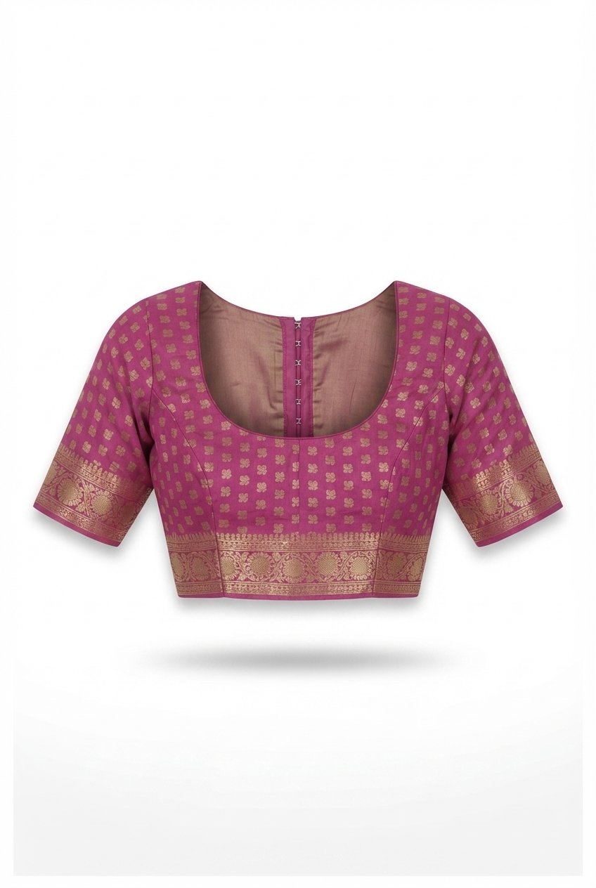 Elegant Deep Magenta Banarasi Art Silk Saree With Woven Gold Zari Bootas