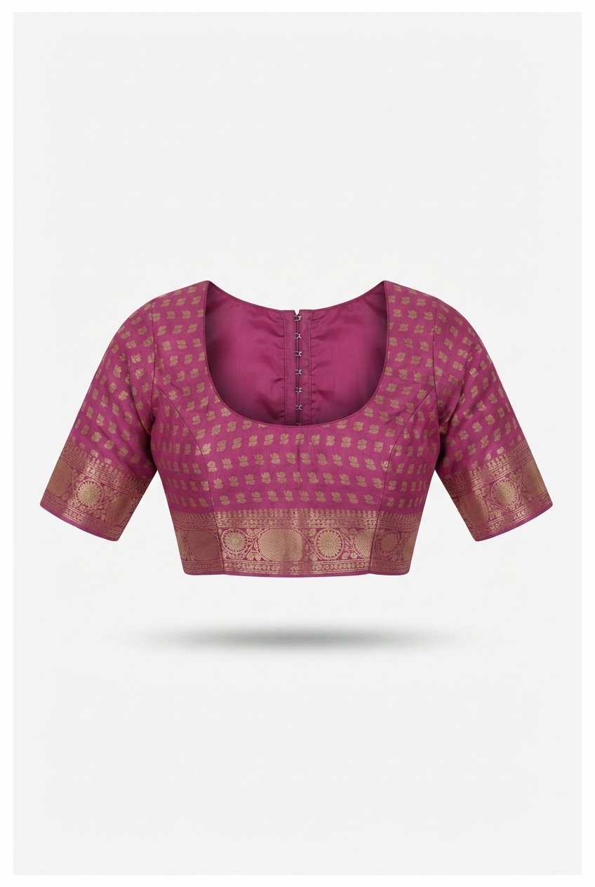Elegant Magenta Silk Saree With Traditional Gold Zari Border