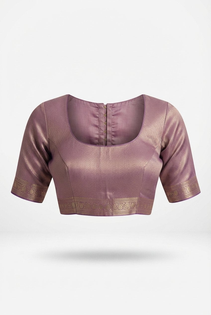 Elegant Mauve Purple Cotton Silk Saree With Rich Golden Zari Border And Pallu