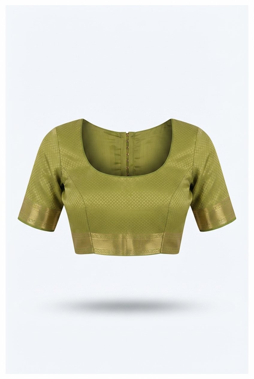 Elegant Olive Green Handloom Cotton Saree With Rich Golden Zari Border