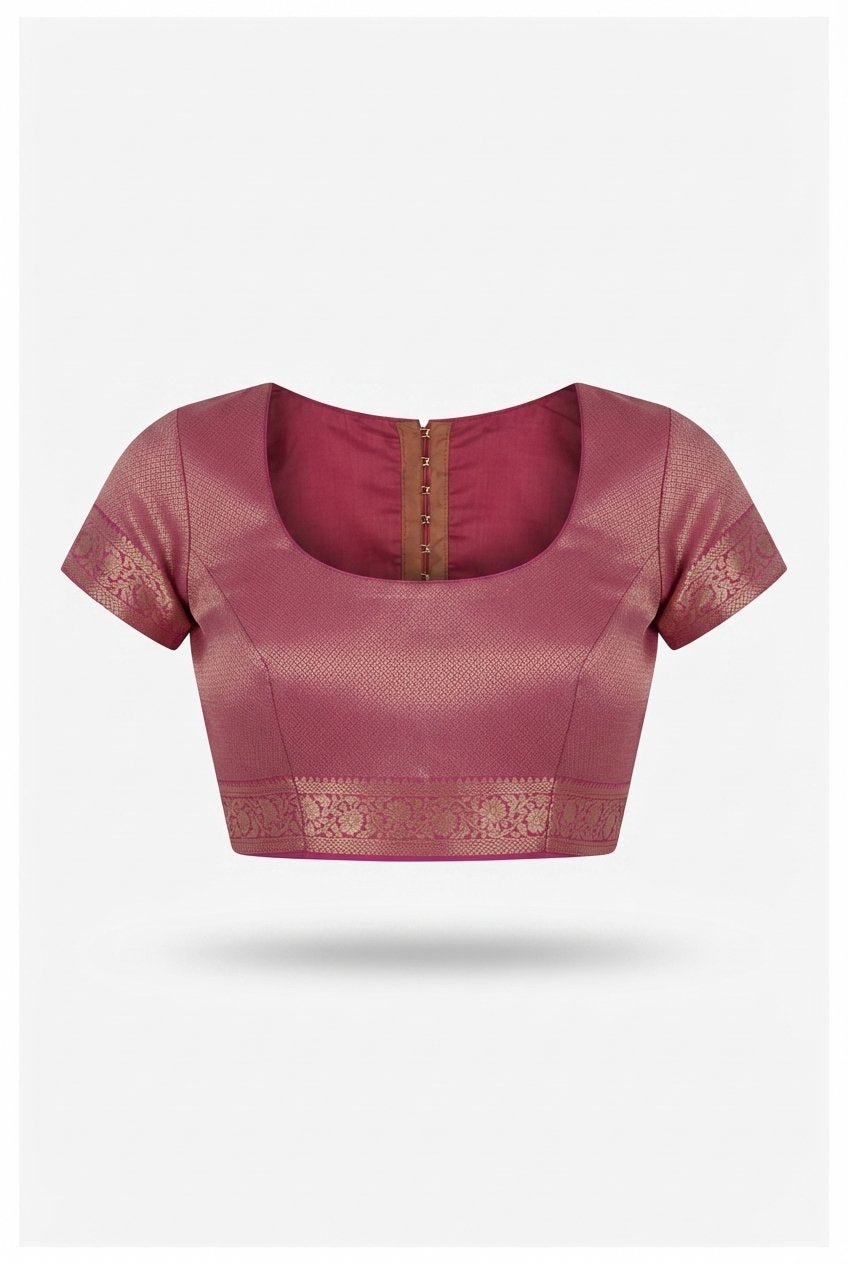 Elegant Magenta Silk Saree With Rich Gold Zari Border And Stripes