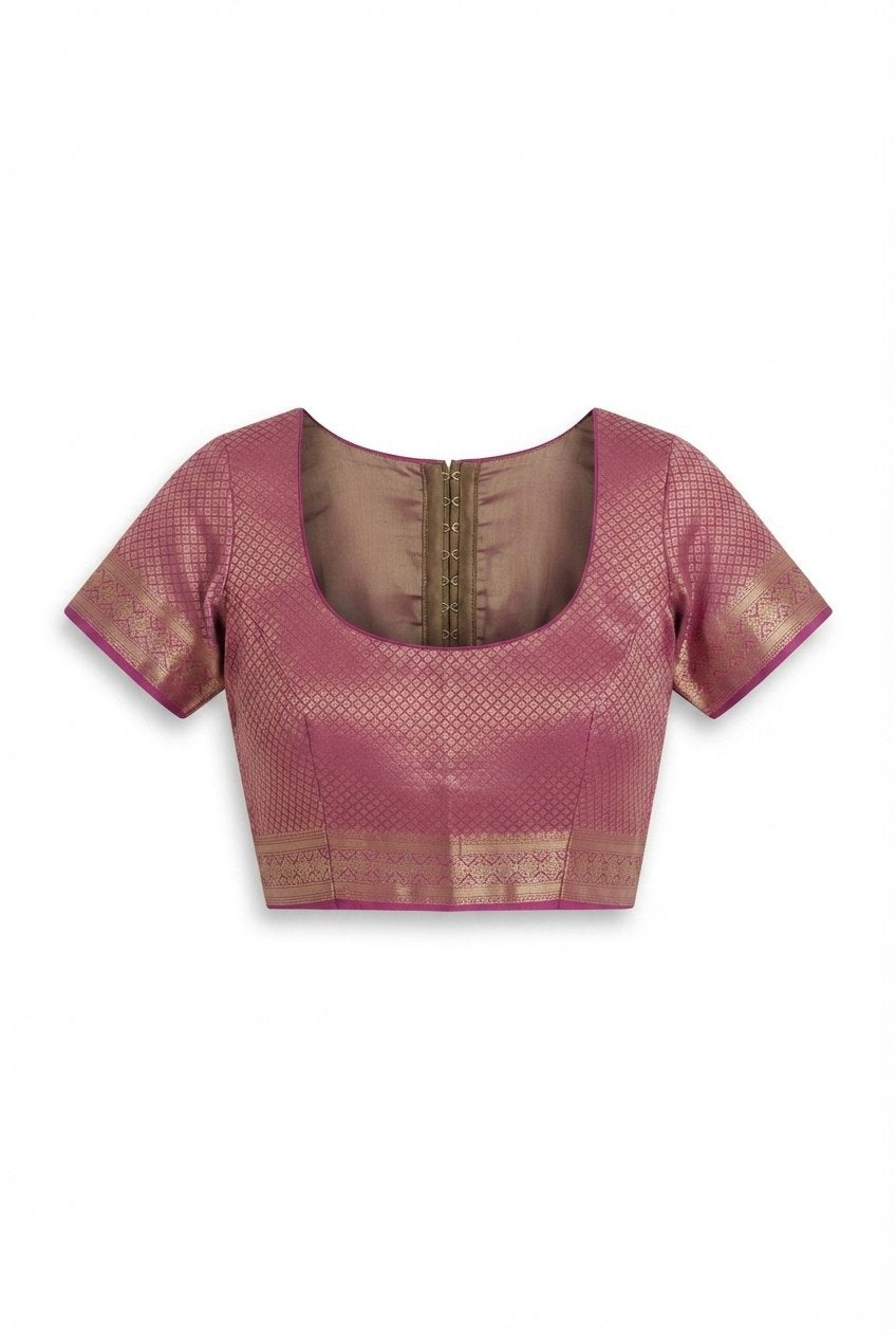 Elegant Magenta Pink Silk Saree With Traditional Gold Zari Border