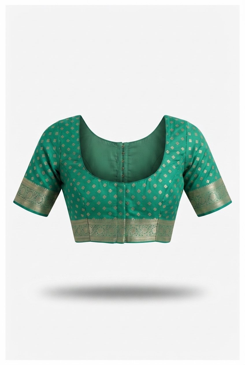 Emerald Green Banarasi Silk Saree With Elegant Silver Zari Pallu